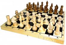 Шахматы обиходные деревянные с доской, парафин, 02-13