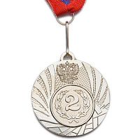 Медаль спортивная с лентой за 2 место д. 5см 1501-2